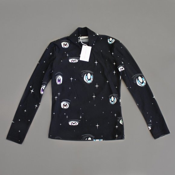 NWT Sandy Liang Secrets EYE print mock neck shirt - Picture 4 of 5